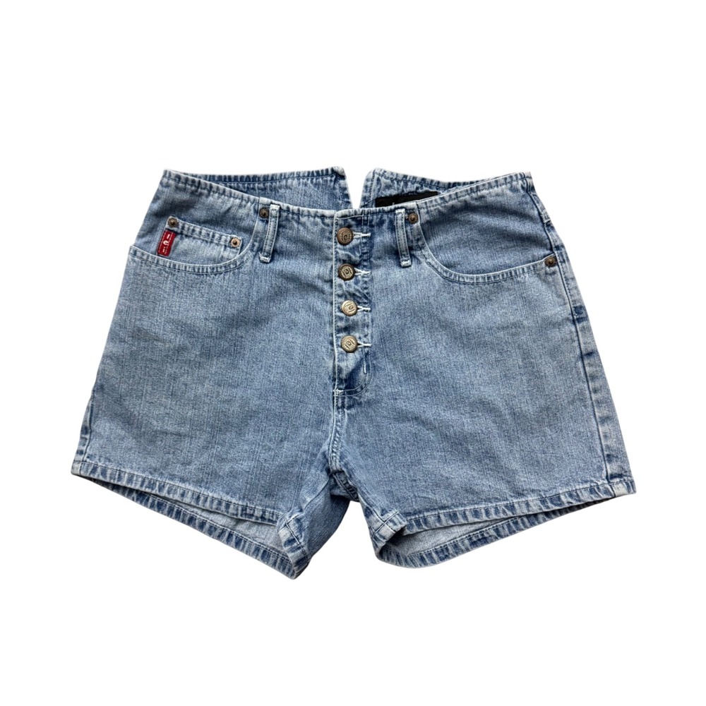 Vintage Y2K Lei L.e.i. Buckle Back Button Fly Denim Shorts Light Wash Juniors 9
